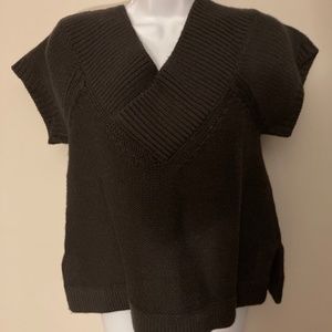 Women's Steel Grey Cap Sleeve V-Neck Marino Wool Sweater Vest